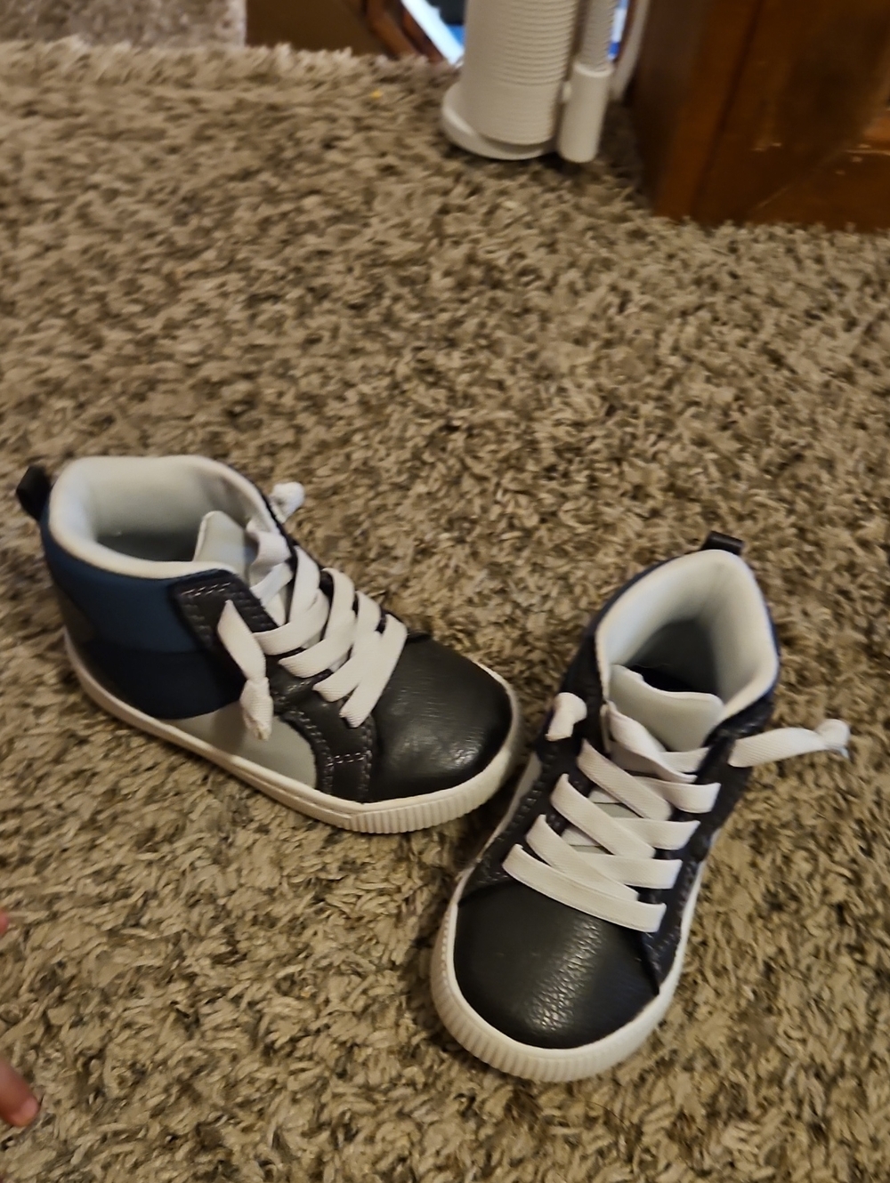 Carters Navy and White High-Top Sneakers, 6c